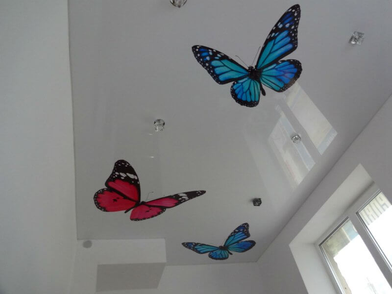 Натяжные потолки с фотопечатью бабочек