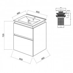 Тумба з умивальником Q-tap Albatross WHI TN600D підвісна, фото 16