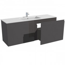 Qtap Scorpio комплект (тумба+раковина врізна) підвісний 2 ящика висувних з доводчиком 1500х585х460 GRAPHITE, фото 5