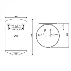 Водонагрівач Tesy Anticalc 100 л, сухий ТЕН 2х1,2 кВт GCV 1004424D B14 TBR, фото 6