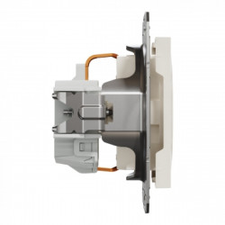 Розетка з заземленням, кремовий, Asfora, без рамки, фото 8