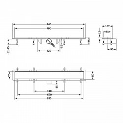 Трап Qtap Dry FB304-700 лінійний з сухим закривом та нержавіючою решіткою 700х73, фото 8