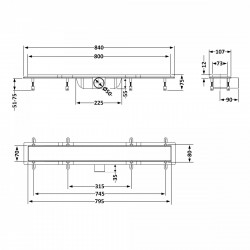 Трап Qtap Dry FB304-800 лінійний з сухим закривом та нержавіючою решіткою 800х73, фото 8