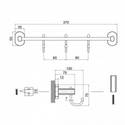 Тримач для рушника Qtap Liberty 3 гачка 365 мм QTLIBCRM11543 Chrome, фото 6