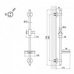 Стійка універсальна Qtap Sprha 700 мм округла з полицею QT003 Chrome, фото 8