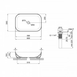 Комплект Qtap Robin: Раковина накладна прамокутна 610x400x145 мм Matt Black + Донний клапан PU03, фото 8
