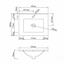Раковина Qtap Albatross 600х460х180 White без донного клапану QT01113060CW1, фото 7