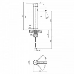 Змішувач для раковини високий Aria 001FH, Nickel (k35) LDARI001FHNKS34938 Lidz, фото 7