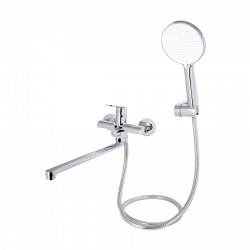 Змішувач для ванни Evia, Chrome (k30) з довгим поворотним виливом та душовим гарнітуром QTEVI260CRM47579 Qtap, фото 8