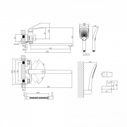 Змішувач для ванни Tern, Chrome (k30) з довгим поворотним виливом та душовим гарнітуром QTTER260CRM47587 Qtap, фото 9