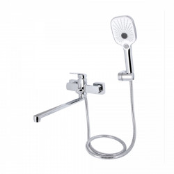 Змішувач для ванни Tern, Chrome (k30) з довгим поворотним виливом та душовим гарнітуром QTTER260CRM47587 Qtap, фото 10