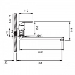 Змішувач для ванни Jay, Chrome/White (k35) з довгим поворотним виливом та душовим гарнітуром QTJAY2601CRW45552 Qtap, фото 11