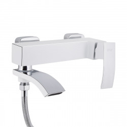 Змішувач для ванни Swan Cascada, Chrome/White (k35) з поворотним виливом та душовим гарнітуром QTSWA260CRW45569 Qtap, фото 11