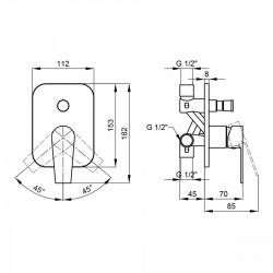 Змішувач для душу Stenava, Chrome (k35) прихованого монтажу на два споживачі QTST6245102DC Qtap, фото 7