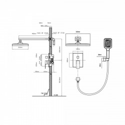 Душова система універсальна Aquarius, Chrome прихованого монтажу на два споживача QTAQA64103NGC Qtap, фото 8