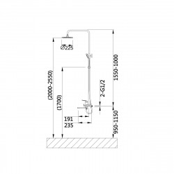 Душова система універсальна Aries, Chrome (k35) на три споживача (з виливом) QTARI1112CRM47606 Qtap, фото 7