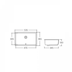 Раковина врізна Stork 535x365x190 мм, White, прямокутна, без донного клапана QT1511H0422DW, фото 5