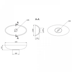 Раковина накладна Dove 635x420x150 мм, White, овальна, без донного клапана QT06118168W, фото 5