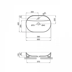 Раковина накладна Scorpio 600х400х120 мм, Matt Black, овальна, без донного клапана QT142203MBMBN, фото 8