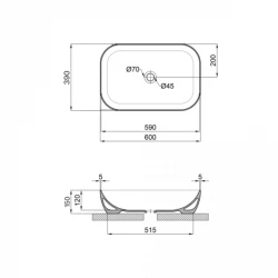 Раковина накладна Robin 600x390x150 мм, Matt Black, прямокутна, без донного клапана QT132143PMBMBN, фото 6