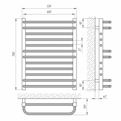 Полотенцесушитель Гермес П12 500х700, фото 4