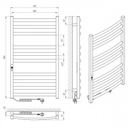 Полотенцесушитель Гранд П10 500х900 Электро Левое Подключение, фото 4
