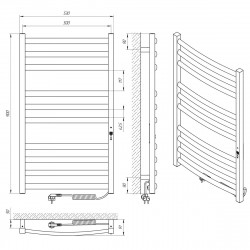 Полотенцесушитель Гранд П10 500х900 ЭЛЕКТРО ПРАВЕ ПОДКЛЮЧЕНИЕ, фото 4