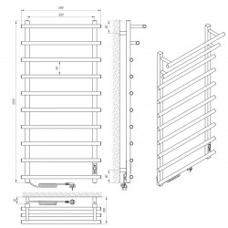 Полотенцесушитель Каскад Премиум П10 500х1200 Электро ЛЕВОЕ ПОДКЛЮЧЕНИЕ, фото 4