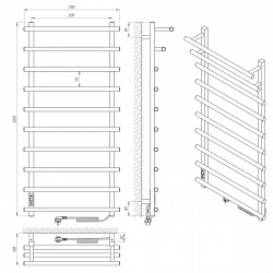Полотенцесушитель Каскад Премиум П10 500х1200 Электро ПРАВОЕ ПОДКЛЮЧЕНИЕ, фото 4