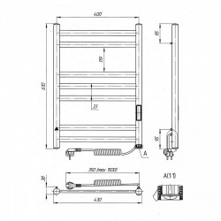 Полотенцесушитель Кватро П7 400х600 Электро ПРАВОЕ ПОДКЛЮЧЕНИЕ, фото 4