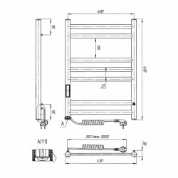 Полотенцесушитель Кватро П7 400х600 Электро ЛЕВОЕ ПОДКЛЮЧЕНИЕ, фото 4