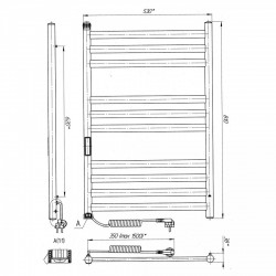 Полотенцесушитель Кватро П10 500х800 Электро ЛЕВОЕ ПОДКЛЮЧЕНИЕ, фото 4