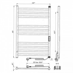 Полотенцесушитель Кватро П10 500х800 Электро ПРАВОЕ ПОДКЛЮЧЕНИЕ, фото 4