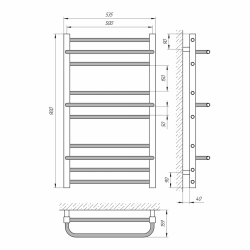 Полотенцесушитель Ника П10 500х900, фото 6