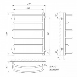 Полотенцесушитель Євромикс П6 450х600 б/в 1/2 мц 500, фото 5