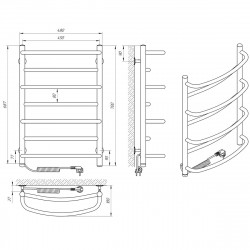 Полотенцесушитель Євромикс П7 450х700 Электро ЛЕВОЕ ПОДКЛЮЧЕНИЕ, фото 4