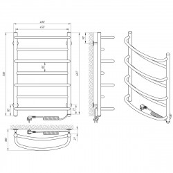 Полотенцесушитель Євромикс П7 450х700 Электро ПРАВОЕ ПОДКЛЮЧЕНИЕ, фото 4