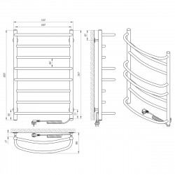 Полотенцесушитель Євромикс П8 500х800 Электро ПРАВОЕ ПОДКЛЮЧЕНИЕ, фото 4