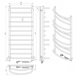 Полотенцесушитель Євромикс П12 500х1200 Электро - ПРАВОЕ ПОДКЛЮЧЕНИЕ, фото 4