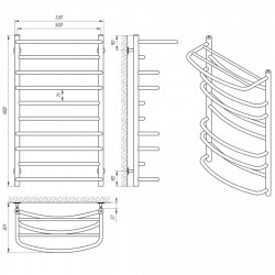 Полотенцесушитель Євромикс П10 500х900 с полкой, фото 4
