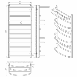 Полотенцесушитель Євромикс П12 500х1200 с полкой, фото 4