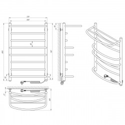 Полотенцесушитель Євромикс П8 500х800 с полкой Электро ПРАВОЕ ПОДКЛЮЧЕНИЕ, фото 4