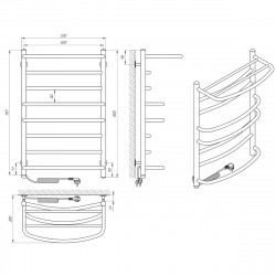 Полотенцесушитель Євромикс П8 500х800 с полкой Электро ЛЕВОЕ ПОДКЛЮЧЕНИЕ, фото 4