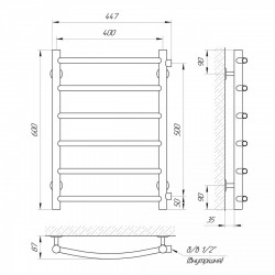 Полотенцесушитель Класик П6 400х600 б/в 1/2 мц 500, фото 4