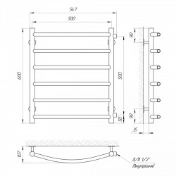 Полотенцесушитель Класик П6 500х600 б/в 1/2 мц 500, фото 4