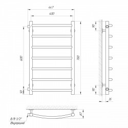 Полотенцесушитель Класик П7 400х700 б/в 1/2 мц 600, фото 4