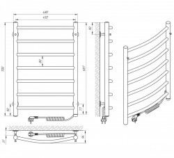 Полотенцесушитель Класик П7 450х700 ЭЛЕКТРО ПРАВОЕ ПОДКЛЮЧЕНИЕ, фото 4