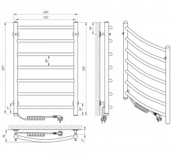 Полотенцесушитель Класик П7 450х700 ЭЛЕКТРО ЛЕВОЕ ПОДКЛЮЧЕНИЕ, фото 4