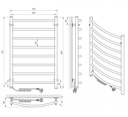 Полотенцесушитель Класик П8 500х800 ЭЛЕКТРО ЛЕВОЕ ПОДКЛЮЧЕНИЕ, фото 4