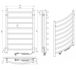 Полотенцесушитель Класик П8 500х800 ЭЛЕКТРО ПРАВОЕ ПОДКЛЮЧЕНИЕ, фото 4